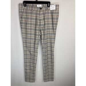 Topman Plaid Tan Black Super Skinny Pants Men's Size 34W x 34L NWT